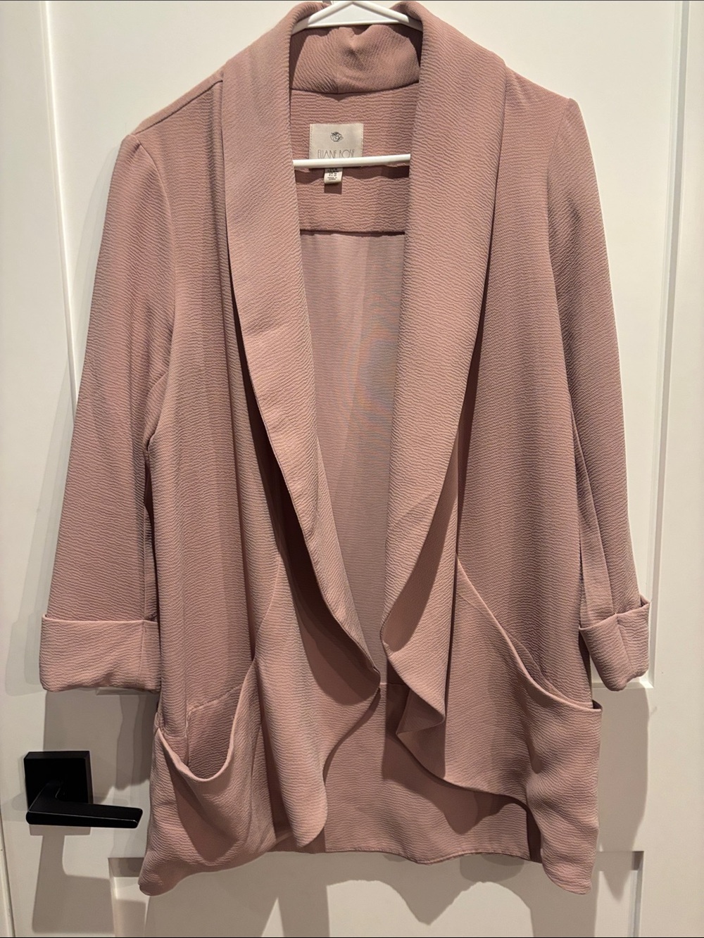 Soft Blush Pink Open-Front Cardigan